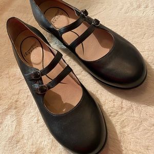 Black Leather Mary Janes